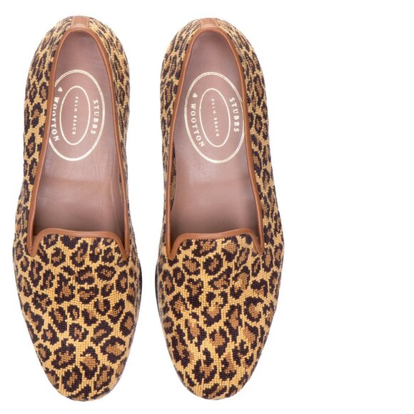 Stubbs and Wootton Jane Leopart Needlepoint Slipper - Picture 2 of 11